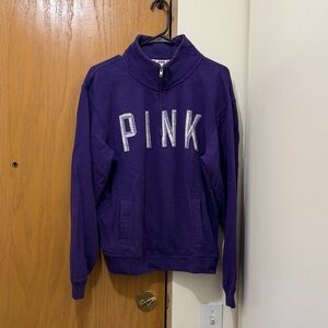 Sz M Victoria's Secret PINK Purple Half Zip